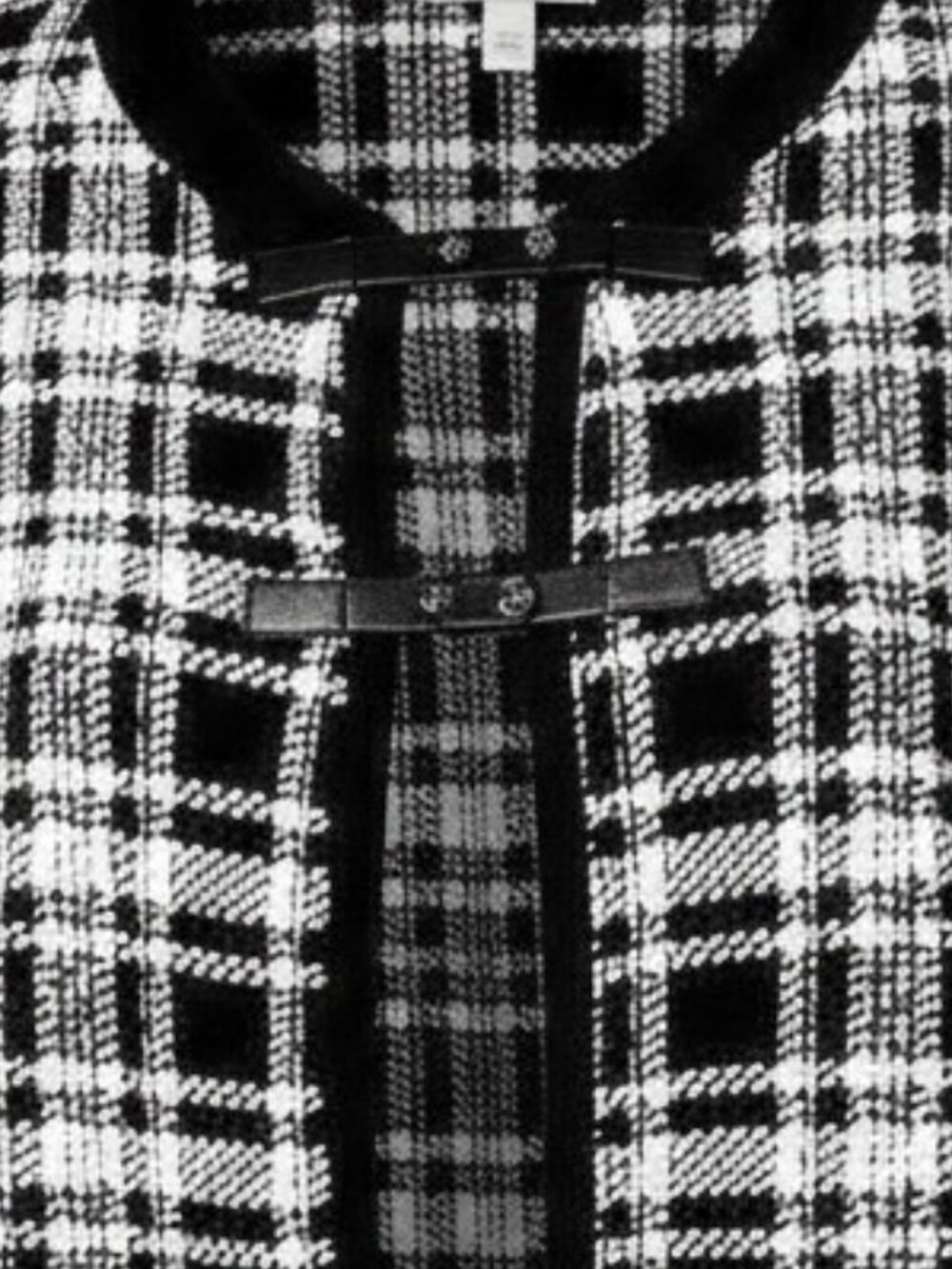 Skovhuss *Danish* Black Plaid Cotton Blend Leather Closure Cape - Picture 3 of 15